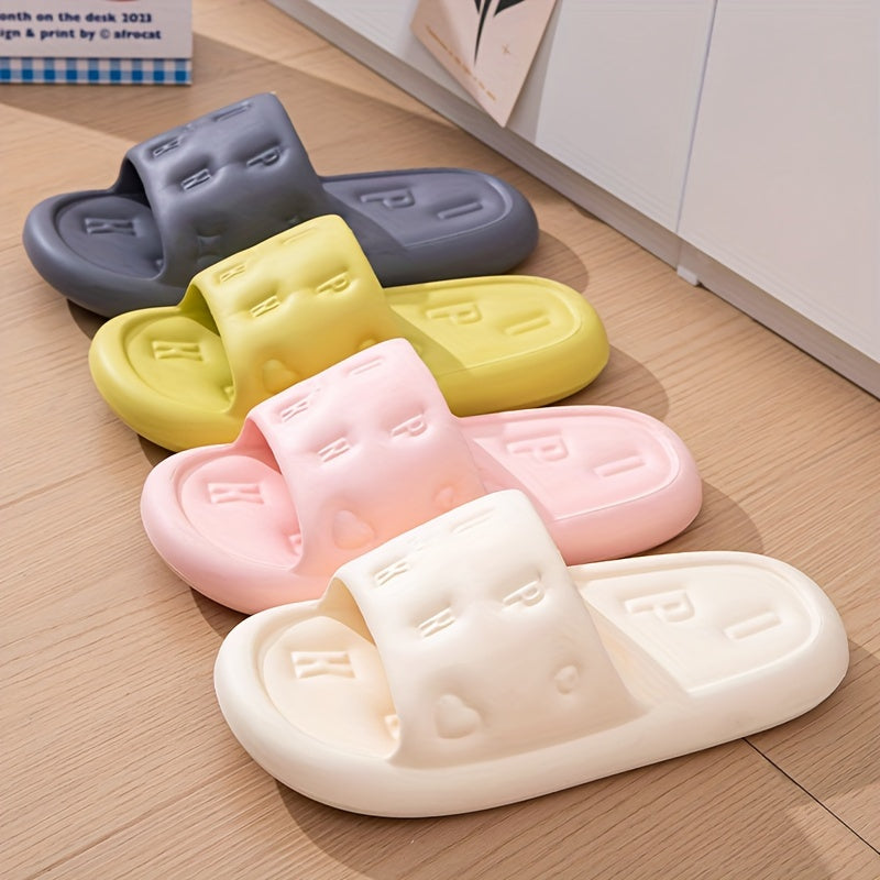 Men's Trendy Letter Print Open Toe Breathable Slippers, Comfy Non Slip Casual Soft Sole EVA Slides, Men's Footwear